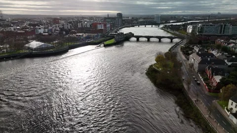 4K Aerial River and Bridge View in Limerick Stock-Footage 333412853