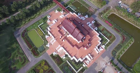 4K AERIAL SEQUENCE - FLY OVER OF BEAUTIFUL ROYAL PARK RAJAPRUEK PALACE Stock Footage 60435499