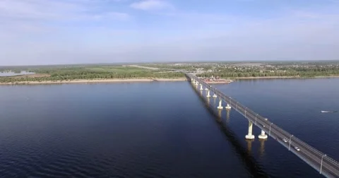 4K Aerial shot of dancing bridge in russia. Video stock 58593100