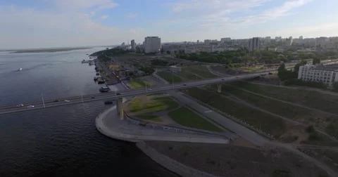 4K Aerial shot of dancing bridge in russia. Video stock 58593165