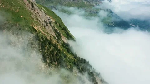 4K aerial shot of forest between clouds Stock Footage 207784140
