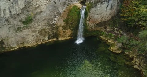 4K Aerial shot of Ilıca Waterfall in Küre Mountains National Park, Turkey Stock Footage 163202353
