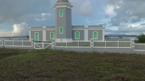 4K aerial shot of lighthouse on cliffs Stock Footage 63779718