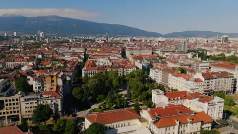 4K aerial shot of Sofia, capital of Bulgaria. Video stock 218396348