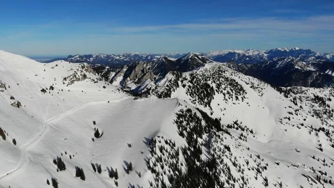 4k Aerial Snowy Mountains in Bavaria, Germany Stock Footage 107325053