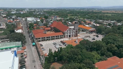 4K Aerial Of St. Peter Metropolitan Cathedral, Tuguegarao City, Baroque Church Видео 313280656