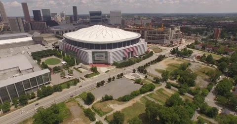 4K Aerial - Stadium Construction fly up Stock Footage 55142008