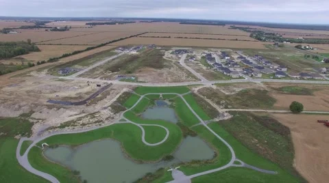 4k aerial sub division being built up in the country Stock Footage 55604618