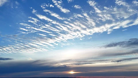 4k Aerial Sunset Hyperlapse with Dramatic Cloud Movement Over Horizon Stock Footage 308265259