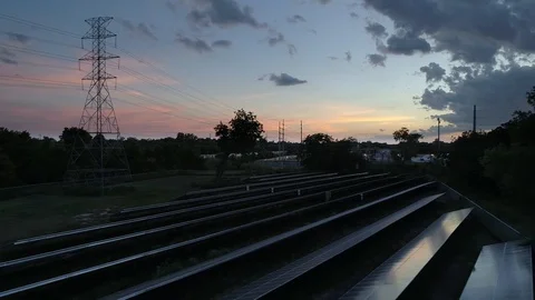4K Aerial Sunset Solar Panel Clean Energy Stock-Footage 94594198