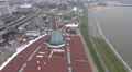 4k Aerial tilt up view from sightseeing platform Bremerhaven city and harbor 4k or 4k+ Resolution