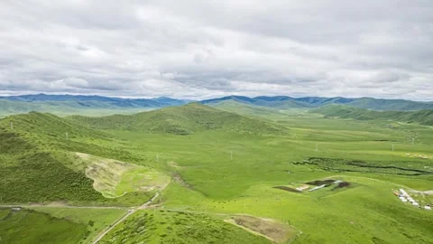 4K Aerial Time-lapse of Alpine Grassland Scenery, Western Sichuan Stock-Footage 342121658