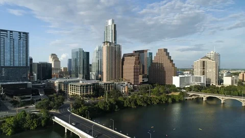 4K Aerial Time Lapse Austin Downtown Sunset Stock Footage 93376573