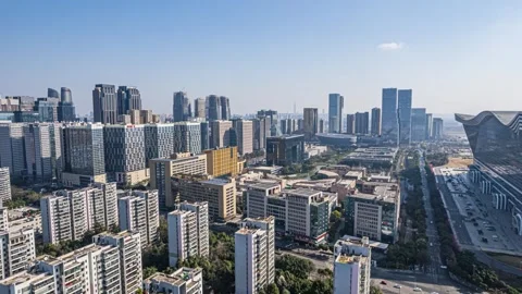 4K Aerial Time-lapse of Building Scenery in Chengdu High-tech Zone Video stock 341791006