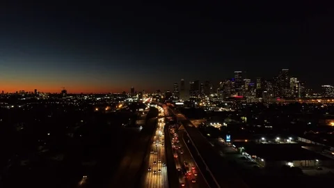 4K Aerial Time Lapse Hyperlapse Houston Texas Sunset Stock Footage 97898703