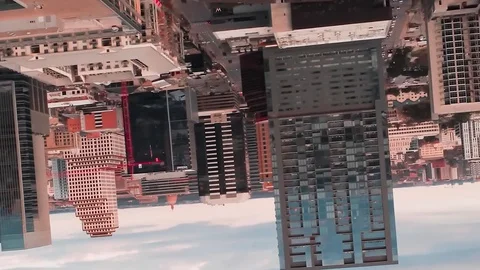 4K Aerial Time Lapse Hyperlapse Rotating Flip Upside Down Austin Skyline Sunset Stock Footage 101814379