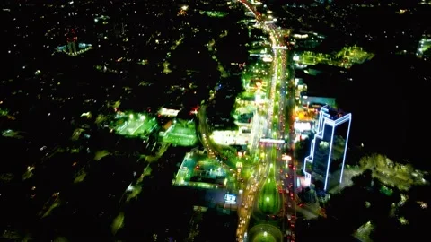 4K Aerial Time Lapse Hyperlapse Los Proceres Boulevard - Night Vidéo 147211335
