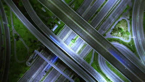 4K : Aerial time lapse in motion drone shot of freeway and interstate traffic Stock Footage 171261808