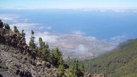 4K Aerial Timelapse Above the Clouds of the City from Mount Peak Stock Footage 90073403