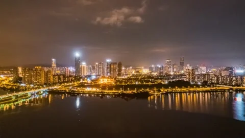 4K Aerial Timelapse of CBD Building Complex, Huizhou, Guangdong Видео 344371979