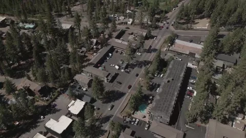 4K Aerial Top-Down Flyover of South Lake Tahoe: Charming Small Town View Stock Footage 263798877