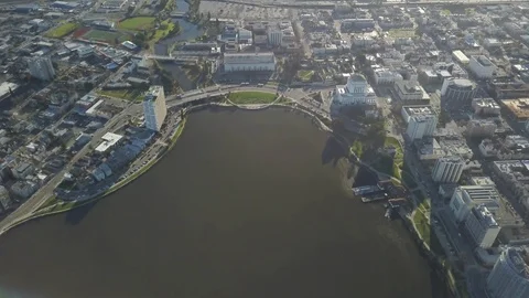 4k Aerial Top Down Oakland Lake Merritt California Overhead Flight Stock Footage 103953653
