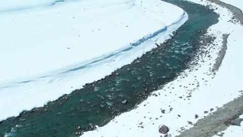 4K aerial top down shot of Chandra river... | Stock Video | Pond5