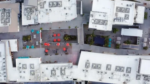 4K Aerial top down view of Pacific City in Huntington Beach California Stock Footage 112860895