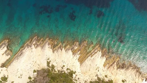 4K Aerial top down view of Croatia beach, camera pushes forward Stock Footage 126697163