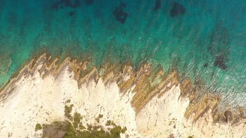 4K Aerial top down view of Croatia beach Stock Footage 126698055