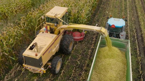 4K Aerial: Top Passing Corn machines Vídeo Stock 55669776