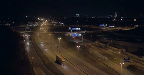 4K Aerial: Total View of O Ring Intersection at Night 動画素材 47252392