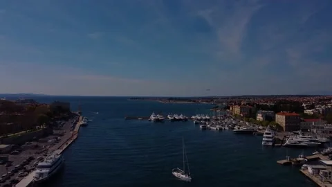 4K aerial tracking shot of the harbour a... | Stock Video | Pond5