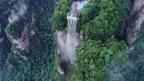 4K Aerial Video Of Bailong Elevator In Zhangjiajie,Wulingyuan,Henan,China. 스톡 동영상 140689976