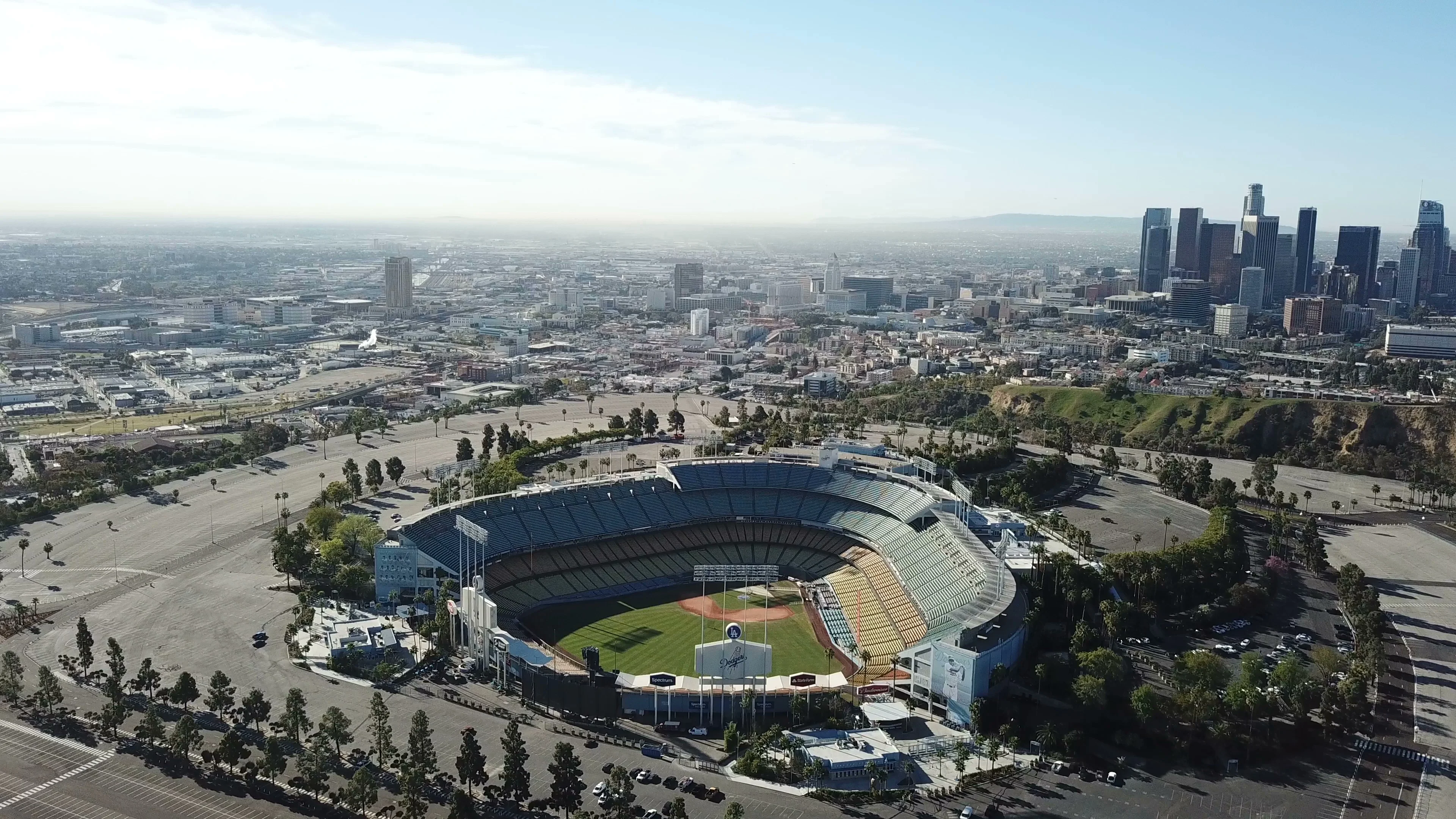 Panorama view of Dodgers Stadium during sunset - Los Angel…