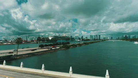 4k aerial video elevator Skyline Downtown Miami and NCL of Miami, Miami FL USA Video stock 164252289