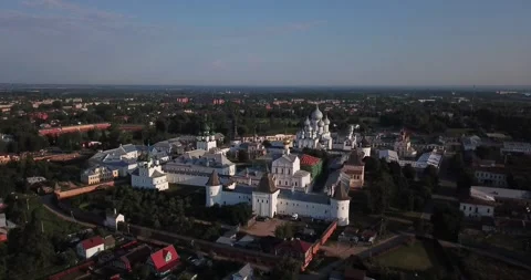 4K aerial video of a monastery in medieval town Stock Footage 157443562