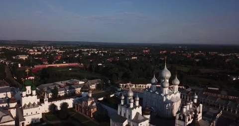 4K aerial video of a monastery in medieval town Stock Footage 157443689