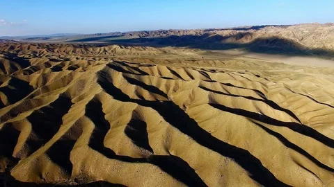 4K Aerial Video Of Wind Eroded Landforms In Inner Mongolia,China.asia. Stock Footage 126358899
