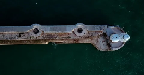 4K Aerial view of abandoned docks, UK Stock Footage