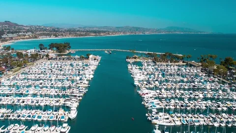 4K aerial view from above of harbor with boats and yachts Stock Footage 83734576