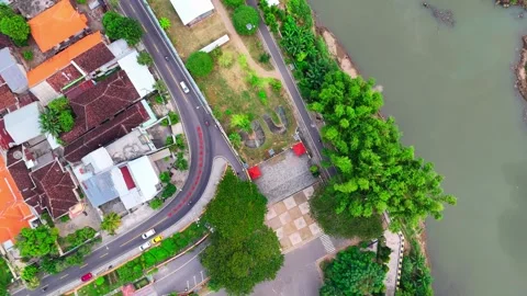 4K Aerial View with back movement over Bantaran's Park Madiun Stock Footage 274945426
