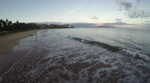4K Aerial view of beach at dawn in Maui - Hawaii Video stock 63353643