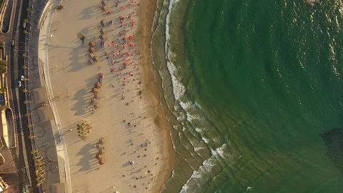4K Aerial View Of The Beach Of Tel Aviv, Israel Video stock 90056597