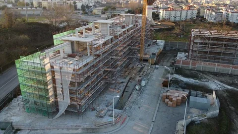 4K Aerial view of big construction site southern ITALY Stock Footage 122694644