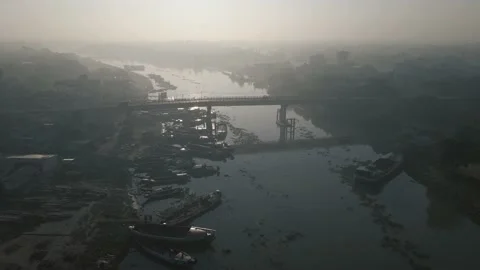 4K Aerial view of a bridge Stock Footage 219879542