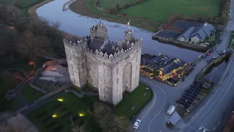 4K Aerial View of Bunratty Castle in County Clare Stock Footage 333705331