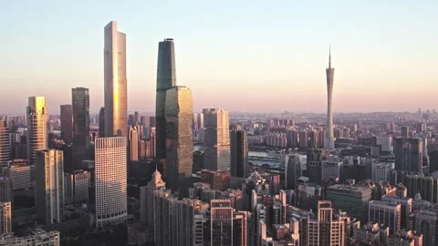 4K Aerial View of Canton Tower and CBD Skyline in Guangzhou, China Stock Footage 339641036