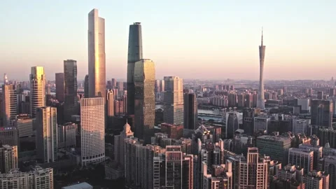 4K Aerial View of Canton Tower and CBD Skyline in Guangzhou, China Stock Footage 339641048