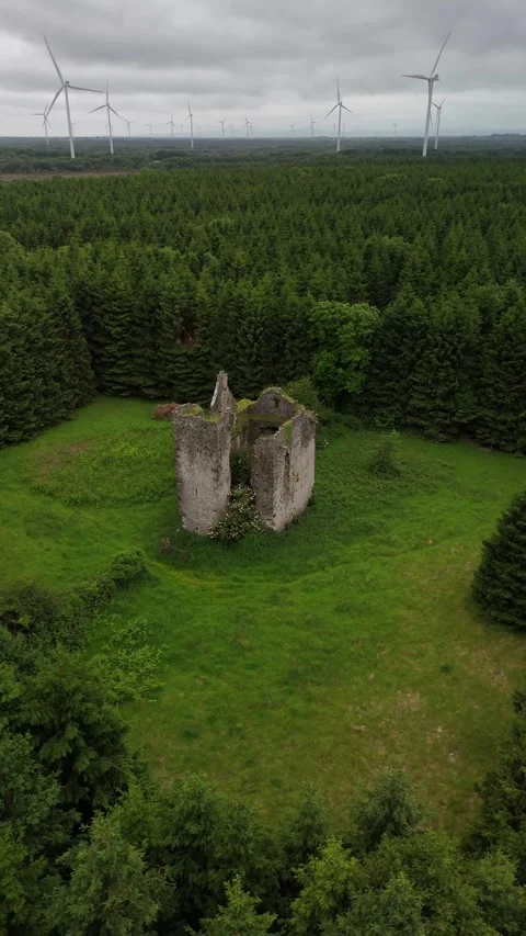 4K Aerial View of Castle Pierce in Rathpatrick County Kilkenny Ireland Stockbeeldmateriaal 337855546